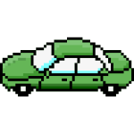 Vector illustration of side view of green car pixel art