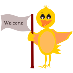 Cartoon Bird With Welcome Sign