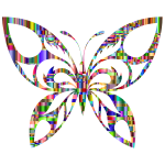 Chromatic Checkered Tribal Butterfly Silhouette