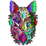 Chromatic Ornamental Fox Line Art Enhanced