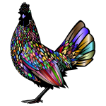 Rooster silhouette with chromatic pattern