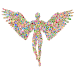 Chromatic Tiled Angel Silhouette No Background