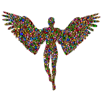 Chromatic Tiled Angel Silhouette