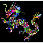 Chromatic Tribal Asian Dragon Silhouette 2