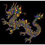 Chromatic Tribal Asian Dragon Silhouette