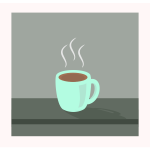 Vector image of steamy coffee mug on grey table