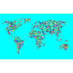 Colorful Circles World Map With Background