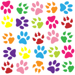 Colorful Paw Prints Pattern Background