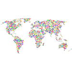 Colorful Starbursts World Map