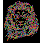 Colorful Tribal Lion Circles With Black Background