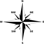 Compass rose in black and white color