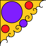 Vector illustration of corner decoration in yellow, purple and red