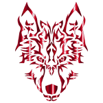 Crimson Symmetric Tribal Wolf No Background