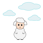 Cute lamb in the clouds