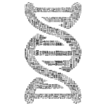 DNA Strand Word Cloud Typography Grayscale
