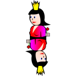 Double Queen of Hearts cartoon vector drawing
