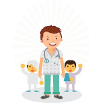 Doctor with small patients