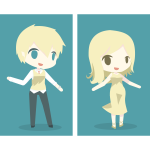 Blonde dancing boy and girl