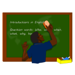 Teacher erasing blackboard