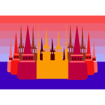 Colorful castle silhouette