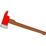 Color image of axe used for breaking glass in case of fire.
