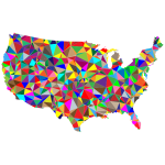 Flat Color Low Poly America USA Map
