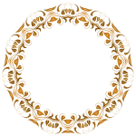 Vector drawing of flourish gold colored round frame