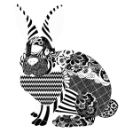 Floral Rabbit Silhouette Variation 2