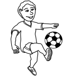 Drawing of soccer playing boy in black and white