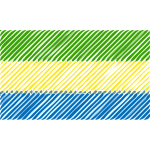 Gabon flag scribble lines