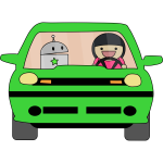 Driving green car