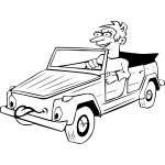 Vector image of a boy driving funny car