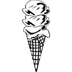 Vector image of three ice cream scoops in a cone