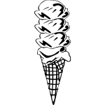 Vector image of four ice cream scoops in a cone