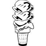 Vector image of three ice cream scoops in a half-cone