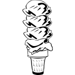 Vector image of four ice cream scoops in a half-cone