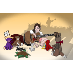 Girl Playing Guitar For Animals