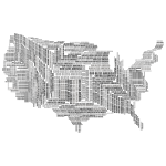 God Bless America Map Grayscale