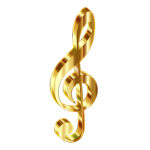 Gold 3D Clef 2 Enhanced No Background