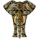 Gold Floral Pattern Elephant