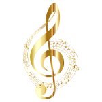 Gold Musical Notes Typography No Background