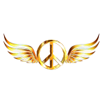 Gold Peace Sign Wings Enhanced No Background