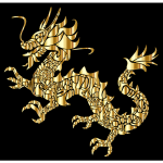 Gold Tribal Asian Dragon Silhouette