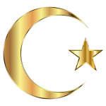 Golden Crescent Moon And Star Without Background