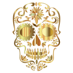Golden Sugar Skull Silhouette No Background