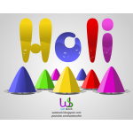 3D Holi colored text with bubbles vector drawing