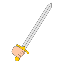 Hand holding a sword
