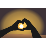 Vector image of a heart shape in the sunset