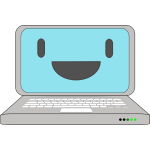 Laptop icon with a smile vector illustration