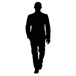 Bald man walking in a suit silhouette vector image